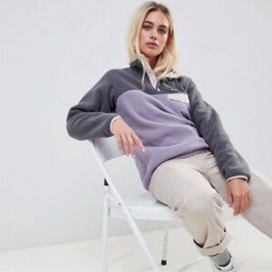 Patagonia Gray and Purple Fleece Pullover